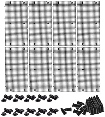 Plastgaller akvarieskiljevägg, 8 stycken 30 x 15 cm | Med 10 sugkoppsklämmor och 48 hållare, för golvskydd, vattenscaping-stöd och fiskisolering