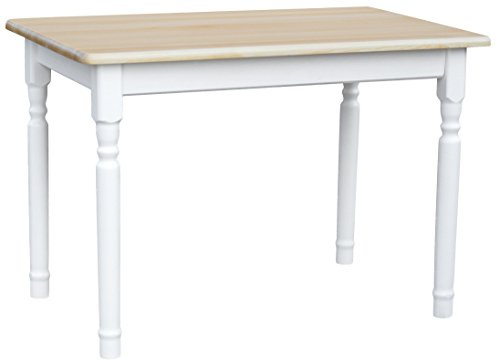 k koma Mesa de comedor para cocina, 100 x 60 cm, madera de pino maciza, color blanco, miel, estilo rústico (pino lacado)