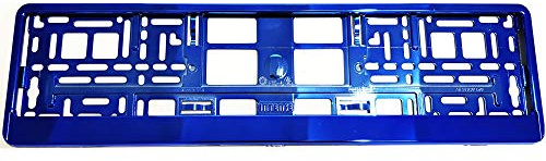 TEILE-24.EU Malinowski 1 x Kennzeichenhalter Chrom Schwarz Blau Türkis Gold Grün Orange Rot Weiß Violett Silber Kennzeichenhalterung Vollverchromt DIE Menge UND Farbe WÄHLBAR. (Blau)