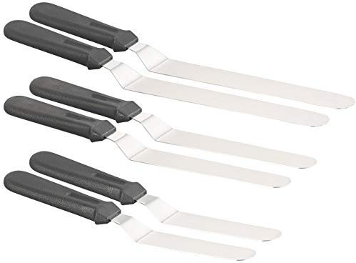 Rosenstein & Söhne Backenwerkzeug: 6er-Set Edelstahl-Winkelpaletten in 3 Größen mit ergonomischen Grif (Crepesschieber, Crepeswender, Streichmesser)