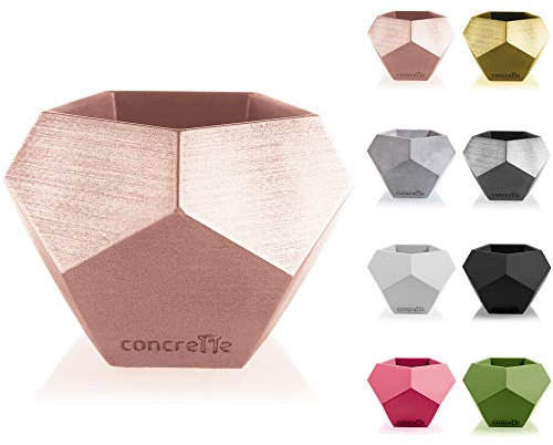 CONCRETTE Blumentopf Blumenkübel Zement-Pflanzkübel Übertopf aus Beton Square Geometric Ø 9 cm/Ø 12 cm | 17 Farben, Rose Gold, ø 9-15x15x12 cm, 5907699078264