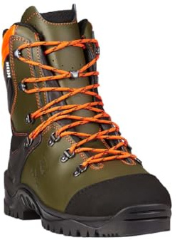 KOX Schnittschutzstiefel/Schnittschutzschuhe UNO Olivgrün Größe 45 | S3 | Forst | Atmungsaktive Polsterung | Wasserdicht