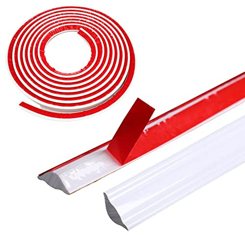 Flexible Viertelstab, Selbstklebende TPE Quadrant Zierleiste, Anti-Schimmel-Sockelleiste, Wasserdichte Zierleiste für Wandkanten, Schrankkanten(Weiß 5M, 19 * 13mm)