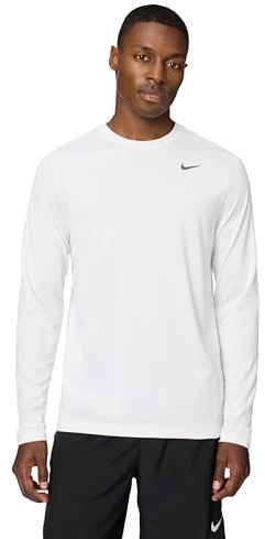Nike Men's Dri-Fit Legend Long-Sleeve Fitness Top, White/Black, Large