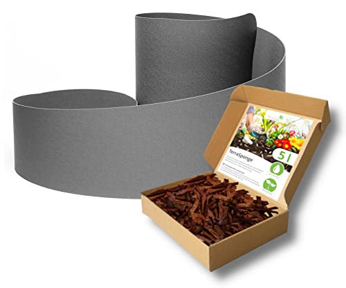 TerraGala Paketangebot: Kräuterspirale 35cm, Ø50cm mit Vliesunterlage und 5 Liter TerraSponge Wasserspeichervlies für zuverlässigen Dürreschutz