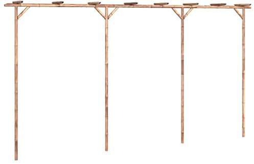 vidaXL Bamboo Pergola – A Rustic Farmhouse Style Garden Structure Perfect for Climbing Plants and Outdoor Décor – Weather and Water-Resistant –Dark Brown Color - Measures 385x40x205 cm
