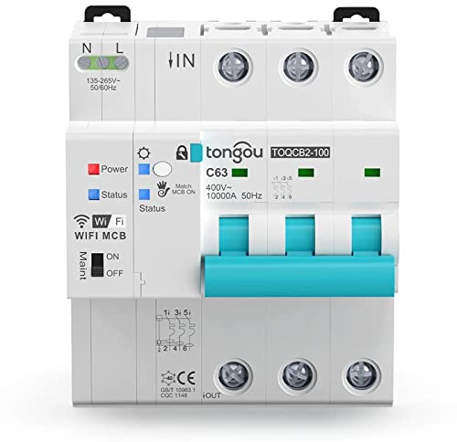WLAN Smart Leitungsschutzschalter, Überspannung Unterspannung Überlast Hochleistung Schutz Circuit Breaker MCB Schutzschalter, Zeitschalter Fernbedienung Smart Timer, Mit Metering von TUYA/Smart Life