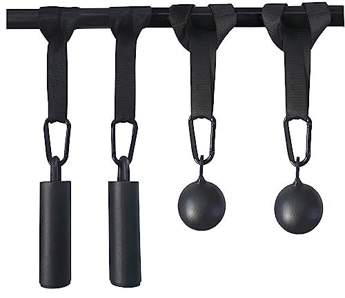 Lights Mountain Steel Cannonball Pull Up Grips Rock Climbing Holds Set Pull Up Ball Hold Grips with Hanging Strap Strong Carabiners Finger Strengthener, Forearm, Biceps, Back Muscles Training
