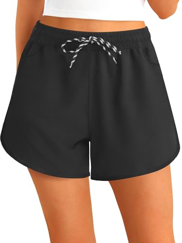 APTRO Pantaloncini Costume da Bagno Nuoto Donna Protezione UV Sportivi da Spiaggia Pantaloni ad Asciugatura Rapida con Tasca Nero Puro WK092 XL
