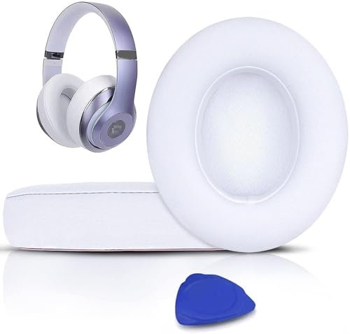 Replacement Ear Pads Compatible with Beats Studio 2.0 3.0 Over-Ear Headphones, Ear Cushions Earpads with Premium Soft Protein Leather Noise Isolation High Density Extra Thick Memory Foam (White)