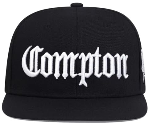 Doniya Fitness Compton Snapback Cap, Hip Hop Baseball Hat, Unisex Adult, Adjustable (UK, Alpha, One Size, Black)