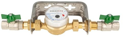 Einstrahlzähler ETK Kombi-Set (Kaltwasser) bis 30 Grad Länge 110 mm, inkl. Bügel Edelstahl, Kugelhähne 1/2 Zoll