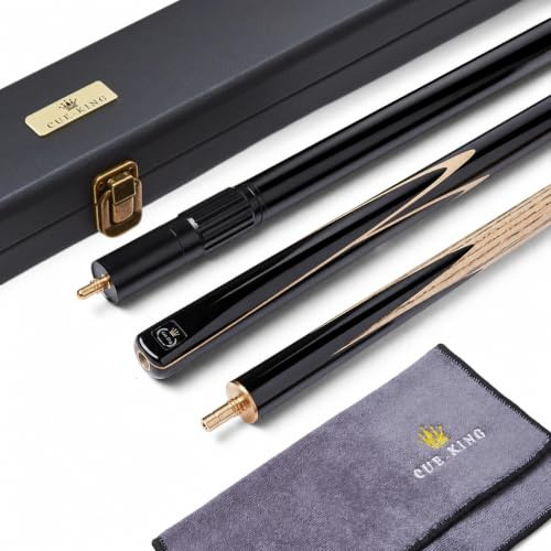 Cue-King Pool Cue Pro Series Black Edition, Snooker Cue, Handmade 57 19oz 3/4 Jointed with Case Blue Cue with Protective Hardcase, Premium Extension and Microfibre Cue Towel, Snooker Cues, Pool Cue