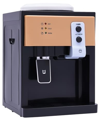 Distributore di acqua calda e fredda da tavolo, 550 W/75 W, scaldabagno da scrivania con contenitore interno in acciaio inox, raffreddamento a 8 °C, riscaldamento a 95 °C, per secchio da 3,5 – 18,9 l