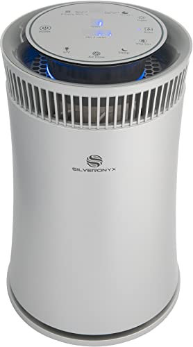 Air Purifier for Home Large Room – 5-in-1 HEPA Filter System, Covers Up to 500 Sq Ft for New Home for Allergies, Pets, Smoke, Remove Dust & Odor, Quiet, High Filtration Efficiency – SILVERONYX, Silver