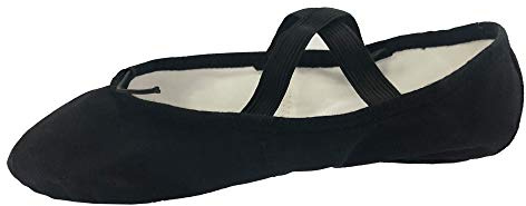 Danzcue Adult Canvas/Leather Ballet Shoes Split Sole Ballet Slippers for Women Dance Shoes, Black, 7M