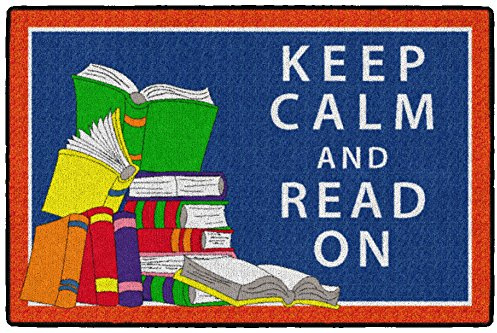 Flagship Carpets - Keep Calm & Read On Area Rug for Children's Classroom, Kid's Bedroom, Teacher's Space and at Home Family Living or Play Room, 2' x 3', Red&Blue