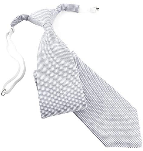 TigerTie Cravate pour enfant en piqué uni avec élastique, Gris clair/blanc, Taille Unique