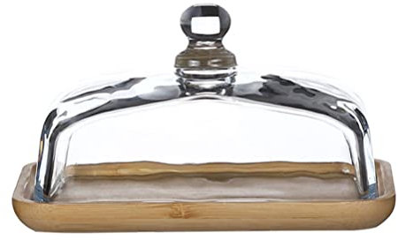 UPKOCH Butter Dish with Glass Lid- 18X12X10CM Clear Butter Tray for Refrigerator& Counter for Butter, Block of Cream Cheese& Serving Dish (Tray)