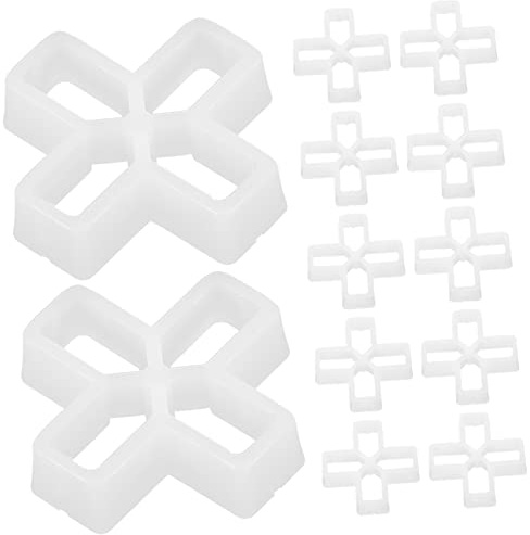 OSALADI 100pcs Tile Spacer 10mm Tile Leveling System Plastic Square Spacers Deck Spacer Clips Tile Grout Spacers Cross Card Gasket Ceramic Floor White PVC Patio