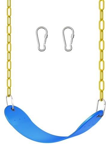 EVA Soft Plastic Swing Set, AGPTEK Swing Seat with 66 Inch Heavy-Duty Rust-Resistant Chains-Blue