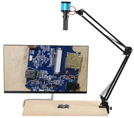 Mikroskop Ledad Armstativ, 360° Rotation HDMI USB Kameralinshållare med 50 Mm Linsfixeringsring och Klämma Universal Teleskopiskt Fällbart Elektroniskt Lödningsreparationsställ
