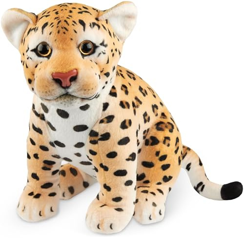Brubaker Peluche Leopardo 30 cm - Animale Cucciolo, Grande Felino, Seduto - per Bambini - Marrone
