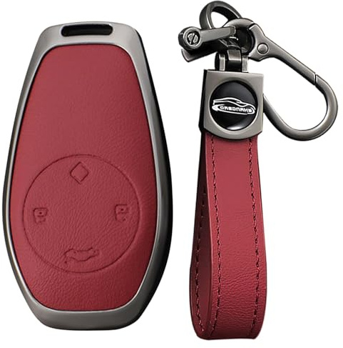 KUNIO Keyless nyckelfodral för Leapmotor T03 S01 C11 för Leap Motor nyckelskydd zinklegering fodral nyckelskydd nyckelring 4 knappar A röd