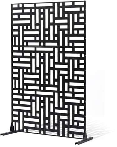 VEVOR Mampara de Privacidad de Metal de 120 x 50,8 x 193 cm con Soporte, Mamparas y Paneles de Privacidad Independiente para Exteriores de 3 Paneles para Jardín, Balcón, Patio, Habitación, Negro