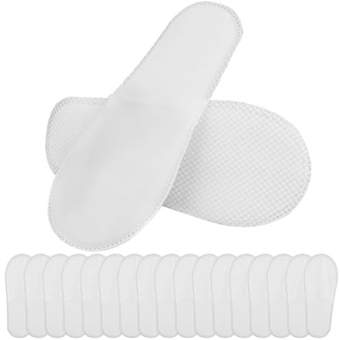 Encuryna Lot de 10 paires de pantoufles jetables unisexes - Antidérapantes - Pour voyage, spa, sauna, hôtel ou utilisation commerciale - Taille unique - Tissu non tissé de 4 mm, Blanc., 37/47 EU