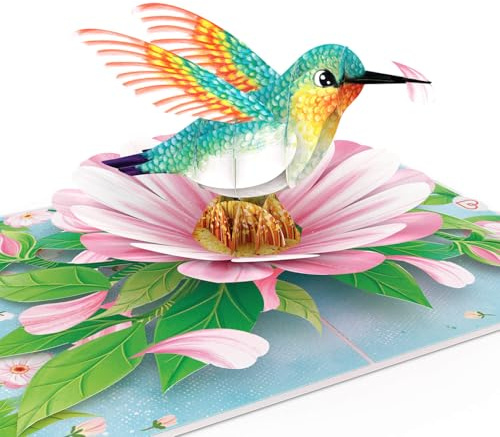 papercrush® Pop Up kort kolibri – 3D födelsedagskort med fågel och blommor för fru, flickvän och mor, gratulationskort till födelsedag, årsdag, som återhämtningskort, tackkort eller som mamma