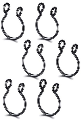 UYRVAPE 6pcs faux piercings de nez, Faux Septum Nasal Piercing anneau de nez en acier inoxydable, pas de piercing bijoux de corps pour hommes femmes ensemble de bijoux, Noir