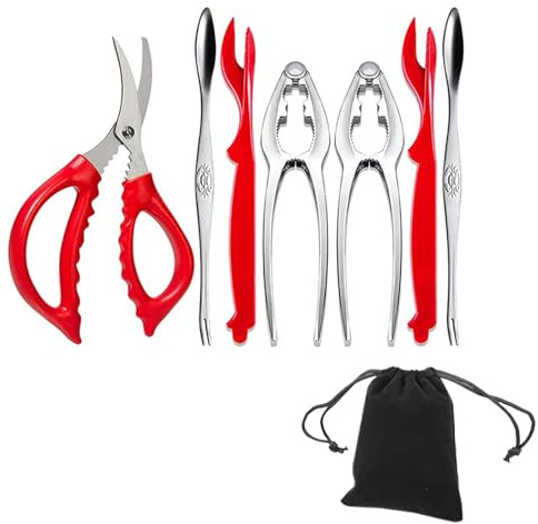 Lobster, Seafood Tools Set,Crab Crackers, Lobster Shellers, Crab Forks, Storage Bag