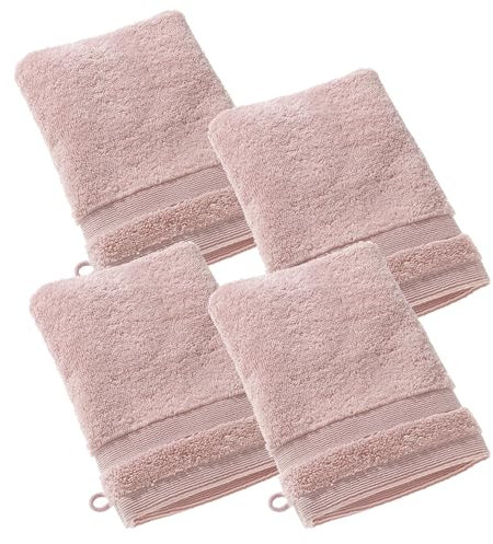 SCHÖNER WOHNEN 4er Set Premium Waschhandschuh Baby 16x21 cm - saugstark - Luxus Waschlappen Rose - 100% Baumwolle - flauschig weich - als Handtuch-Set kombinierbar - Frottee Kinder - Öko-Tex