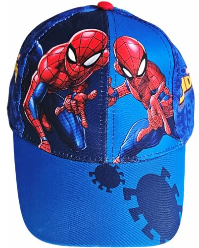 ILS I LOVE SHOPPING Cappello con Visiera Bambino Spider Blu, Berretto da Baseball Regolabile con Velcro, Cappellino in Cotone per Bambini e Ragazzi dai 2-3 Anni, Licenza Ufficiale