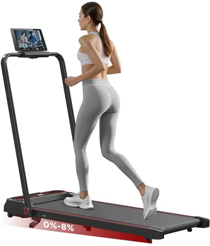 Folding Treadmill with 8% Incline, 3 In 1 Under Desk Walking Pad for Home and Office, 3 Adjustable Incline,1-12 KM/H, Portable Treadmill with LED Display, Remote Control,Installation Free
