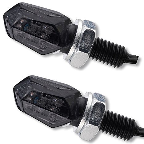 Germany Motorsports LED Motorrad Mini Blinker Tiny schwarz smoke getönt universal Quad ATV Roller 1 Paar hinten e-geprüft
