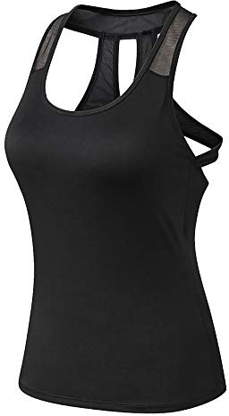 DaobaWOMEN Training Top dam Quick Dry Kompression Sport Tanktop Sportshirt Träningsskjorta T-shirt för yoga och fitness Running Top väst väst svart S