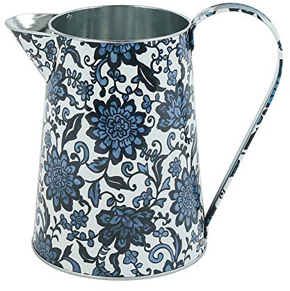 PHILPETY Shabby Chic Watering Can Galvanized Finish Metal Vase Country Rustic Pitcher Primitive Jug Decorative Flower Holder, 7.1 H