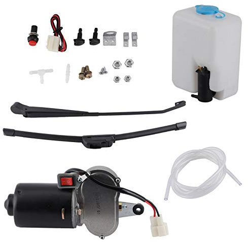 Kit de limpiaparabrisas eléctrico universal Yctze, kit de montaje de limpiaparabrisas eléctrico de 12 V 30 W, brazo de cuchilla de motor, manguera de pico de agua para UTV ATVmotor limpiapar