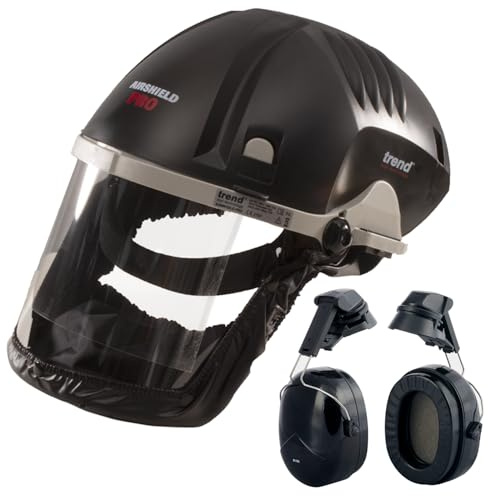 TREND Airshield Pro Full Air Circulating Face Shield w/Ear Defenders - Complete Face and Hearing Protection Pack, AIR/PRO/D2