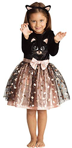Sincere Party Déguisement d'Halloween de chat pour les filles Manche longue Chat de qualité Déguisements avec queue et Bandeau pour tout-petit 3-4ans
