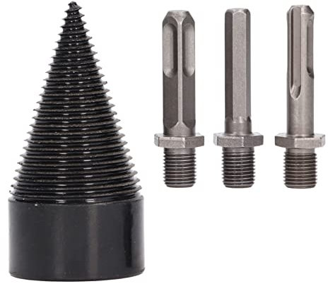 Fendeur de Bois Foret Bois de Chauffage Fendeur de Bûches Foret électrique Bois de Chauffage Fendeur de Bûches Ensemble avec 3 Pièces Tiges Amovibles(50mm / 1.97in)