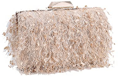 CORIOS Damen Abendtasche Kleine Clutch Abnehmbarer Kette Tasche Hochzeit Braut Handtasche Portemonnaie Tasche Schultertasche Elegante Umhängetasche für Hochzeit Abendparty Tanzparty Aprikose