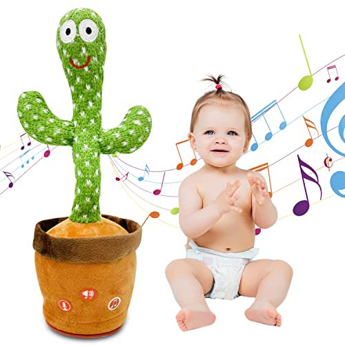 Ava's Toys Cactus Dansant - Contrôle du Volume, Enregistreur Vocal pour Bébé - Peluche Parlante et Chantante - Jouets Éducatifs et d'Apprentissage