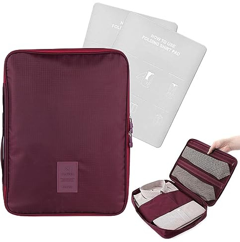 Wrinkle-proof camisa y corbata de almacenamiento organizador portátil camisa con mango para viajes Pack viajes de empresa (Rojo)