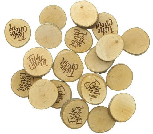 FRANK FLECHTWAREN Juego de 20 adornos para esparcir en madera, diámetro de 4 cm a 5 cm aprox