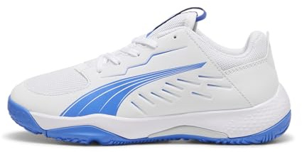 Puma Unisex Youth Accelerate JR Handball Shoe, Puma White-BLUEMAZING, 37.5 EU