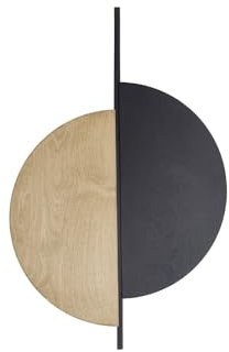 Wandleuchte innen Holz Metall 2-flammig GX53 Schwarz Natur indirektes Licht H:80 cm B: 51 cm groß dekorative Wandlampe Schlafzimmer Wohnzimmer