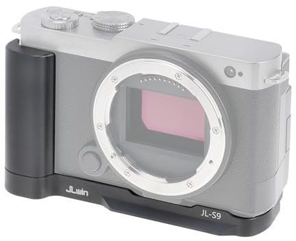 FOTGA Manico in metallo, manico a forma di L con piastra a sgancio rapido per fotocamera Panasonic LUMIX S9, piastra a sgancio rapido integrata, compatibile con treppiede Arca Swiss